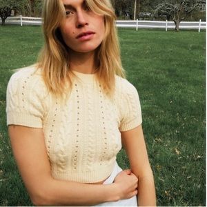 Free People Cream Cable Knit Crop Top